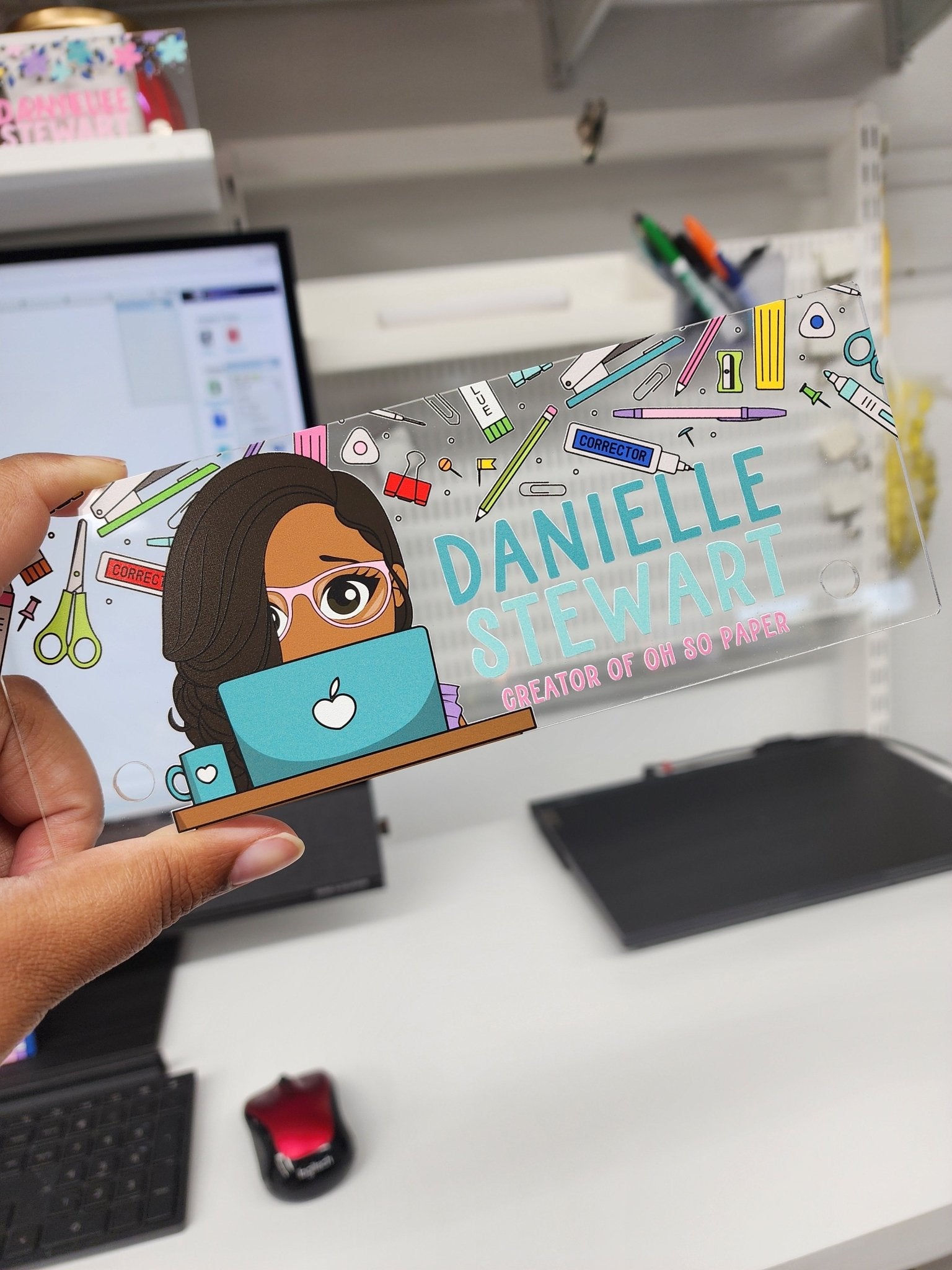 Personalized Acrylic Desk Name Plate - 7.87in x 3in - ohsopaper