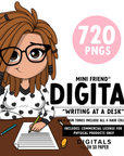 Writing At A Desk - Mini Friend® Digital Stickers - ohsopaper