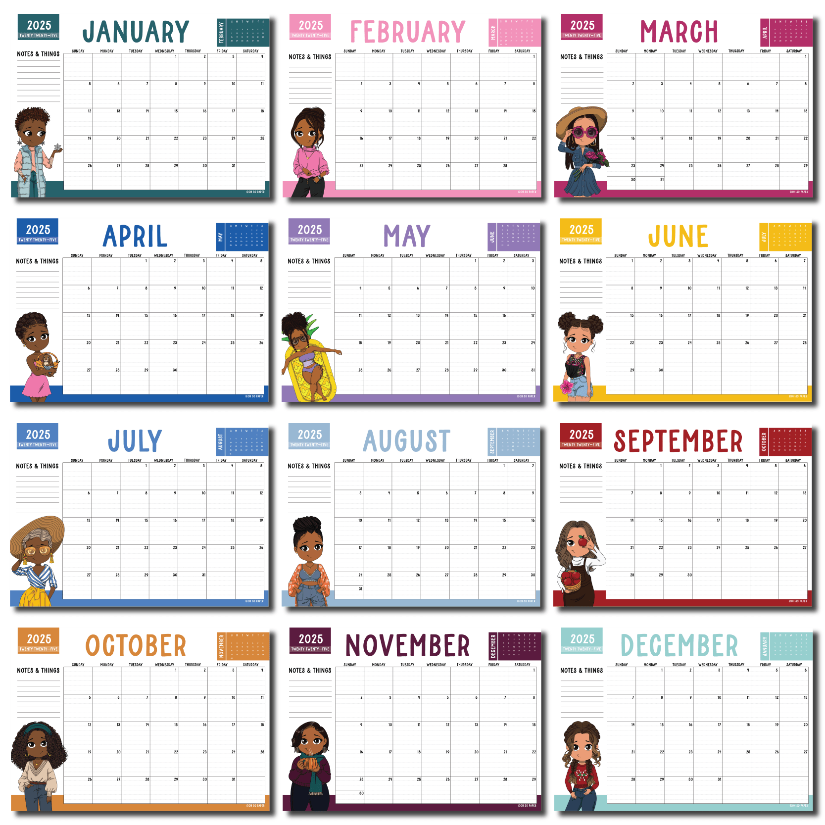 2025 Mini Friend® Calendar Cards - ohsopaper