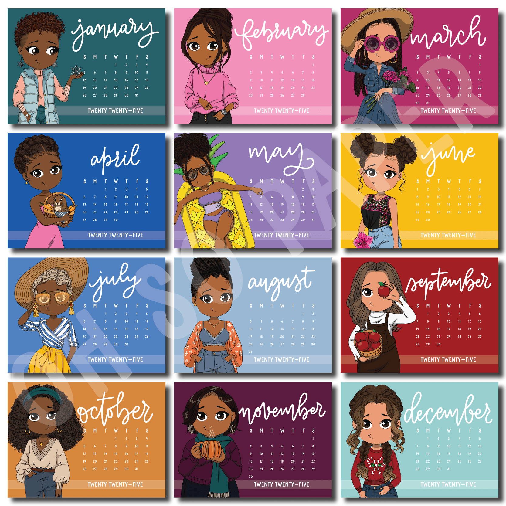 2025 Mini Friend® Calendar Cards - ohsopaper