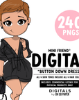 Button Down Dress - Mini Friend® Digital Stickers