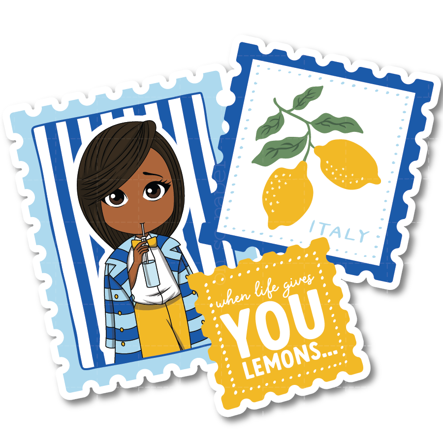 Lemon Stamps Die Cut Sticker