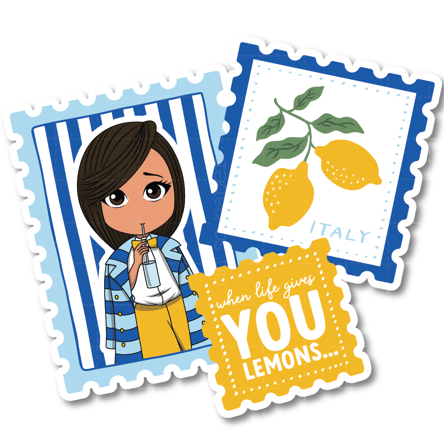 Lemon Stamps Die Cut Sticker
