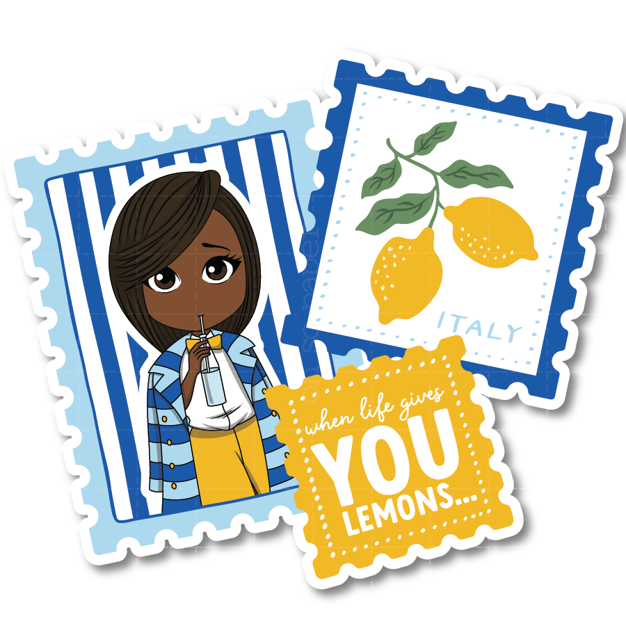 Lemon Stamps Die Cut Sticker