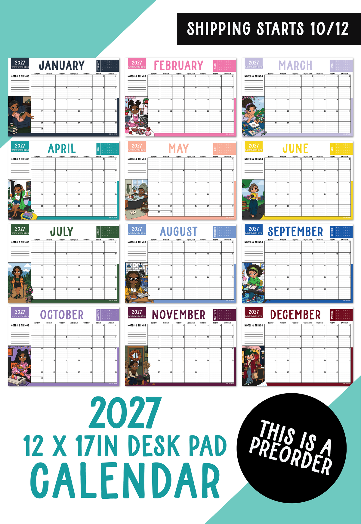 2027 Mini Friend ® Desk Pad Calendar - PREORDER