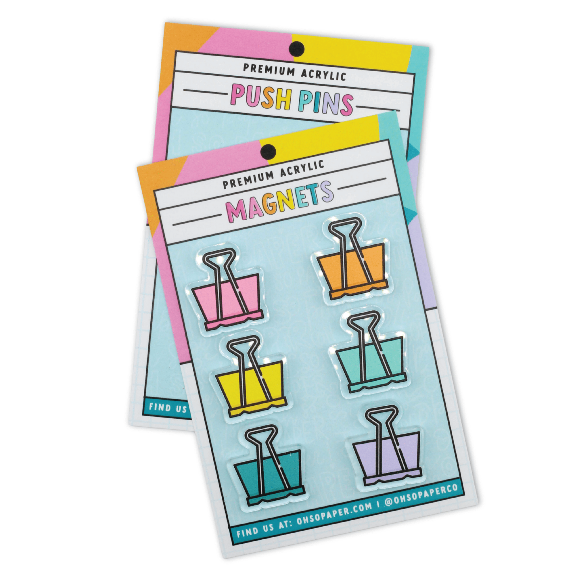 Binder Clip Acrylic Push Pin/Magnet - ohsopaper