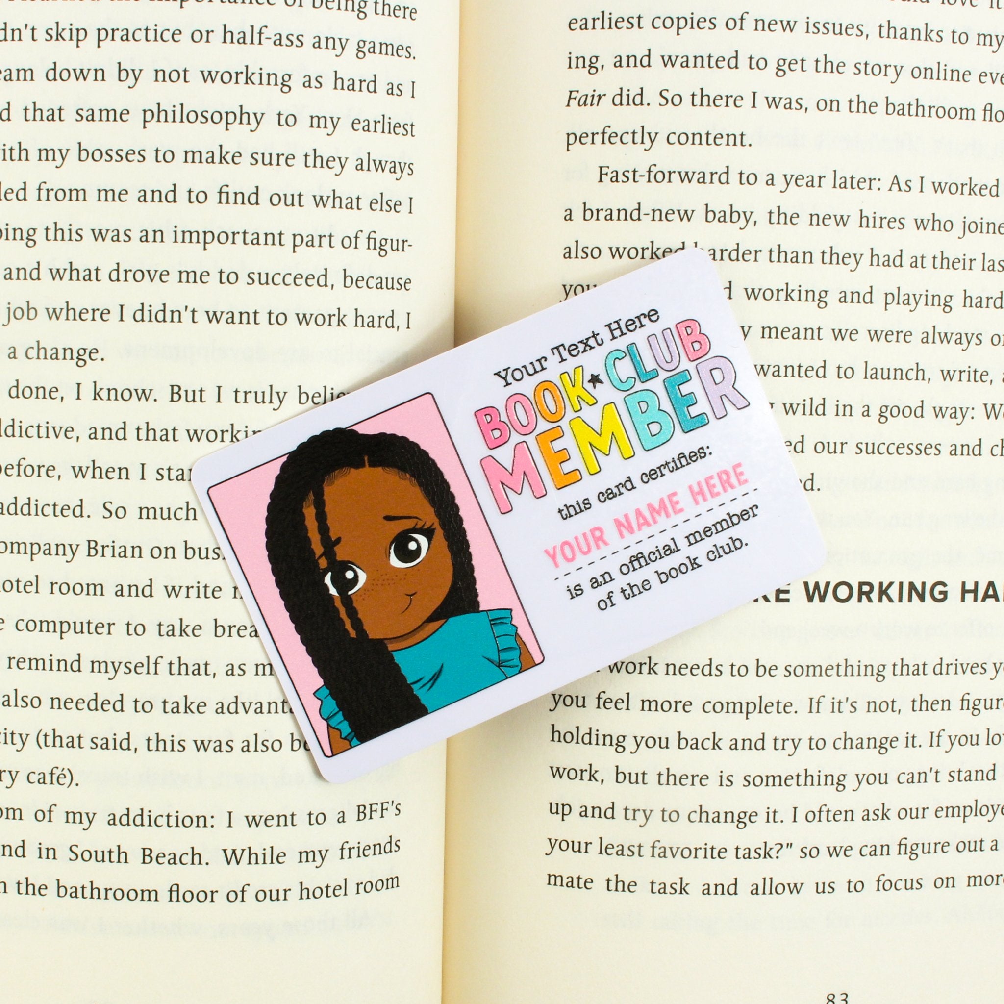 Book Club Member Personalized Bookmark Card - ohsopaper