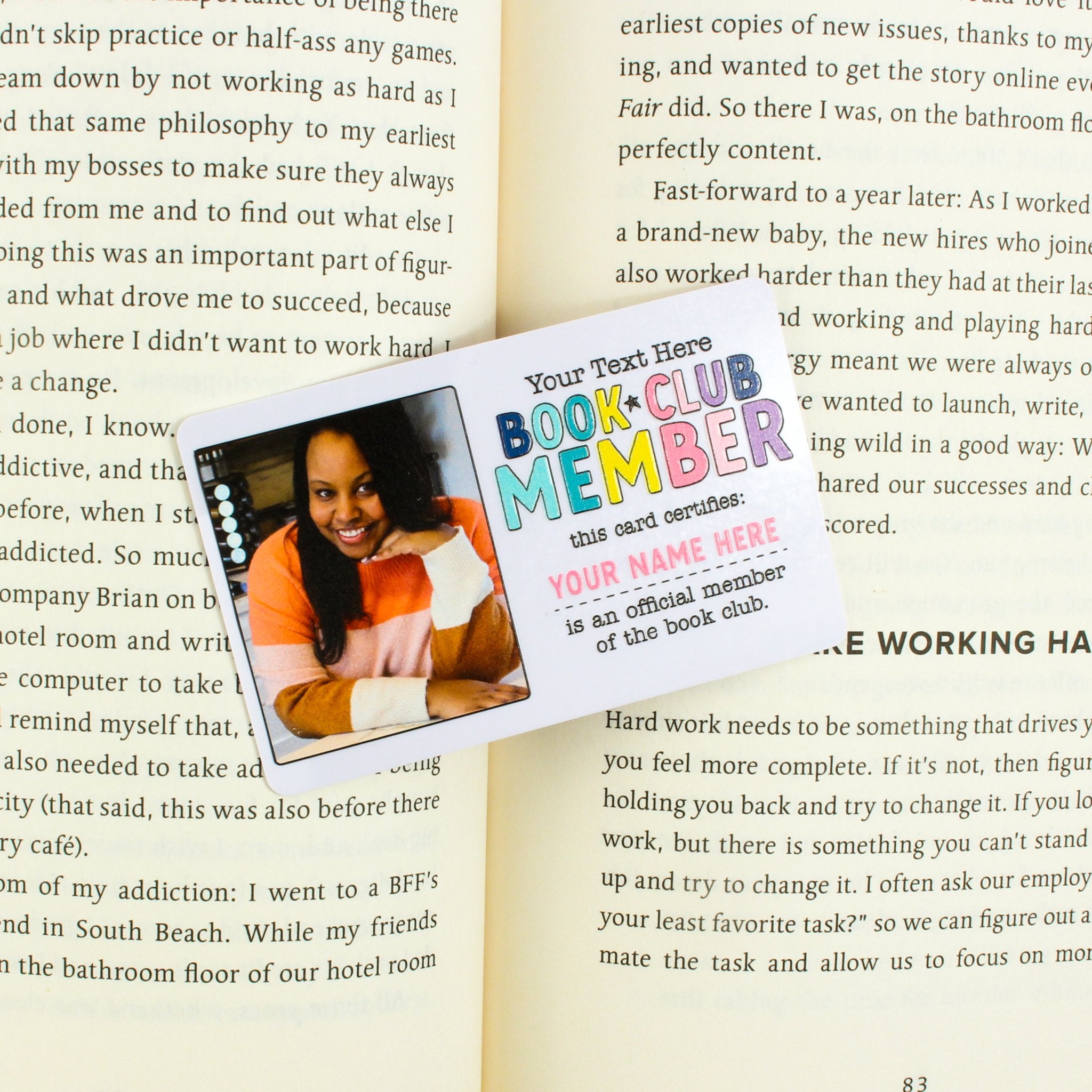 Book Club Member Personalized Bookmark Card - Photo - ohsopaper