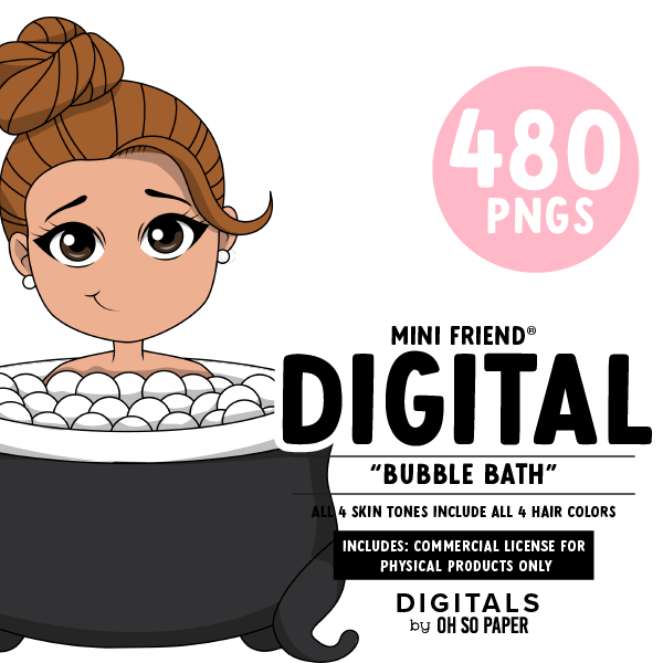Bubble Bath - Mini Friend® Digital Stickers - ohsopaper