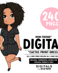 Cactus Print Dress - Mini Friend® Digital Stickers - ohsopaper