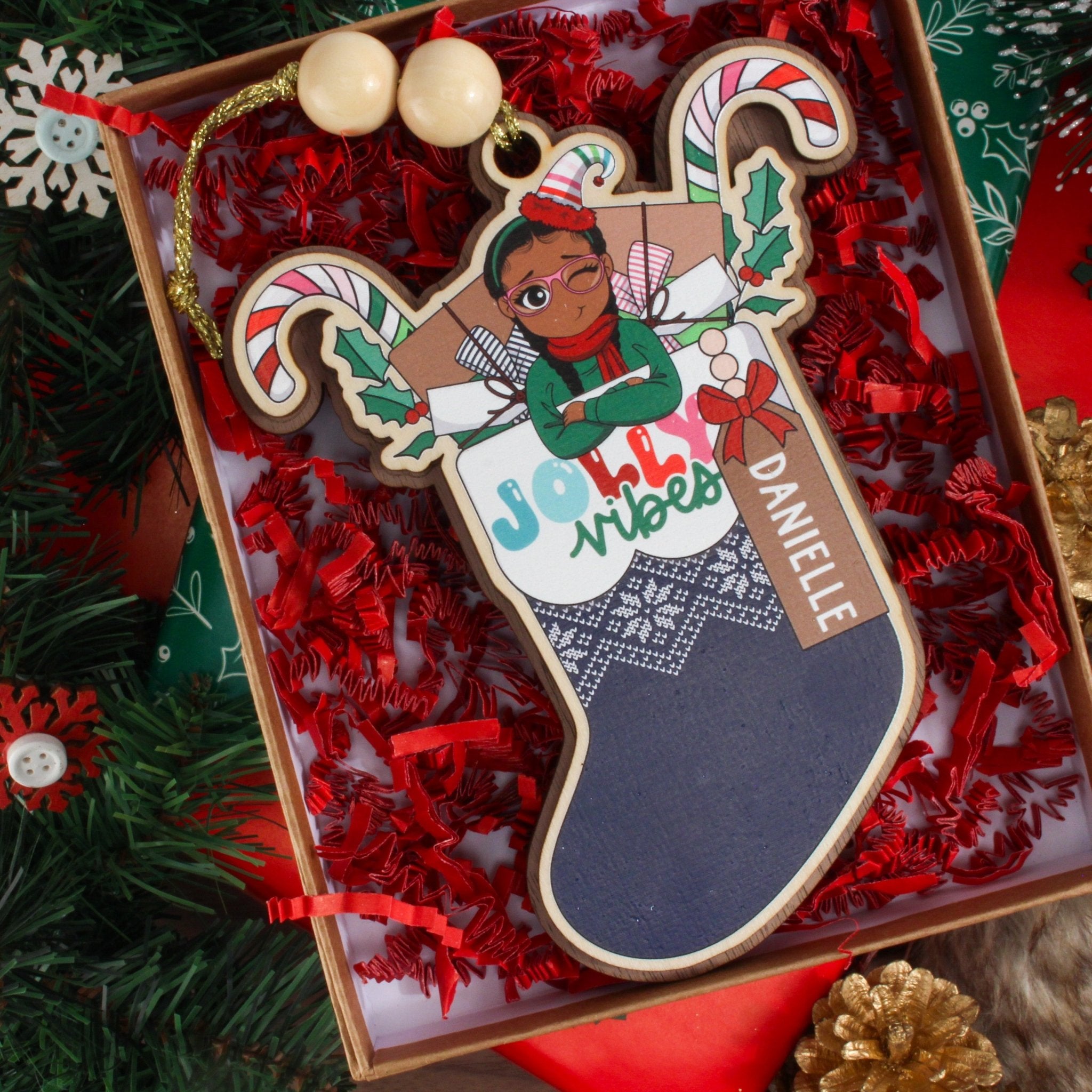 Christmas Stocking Personalized Ornament - ohsopaper