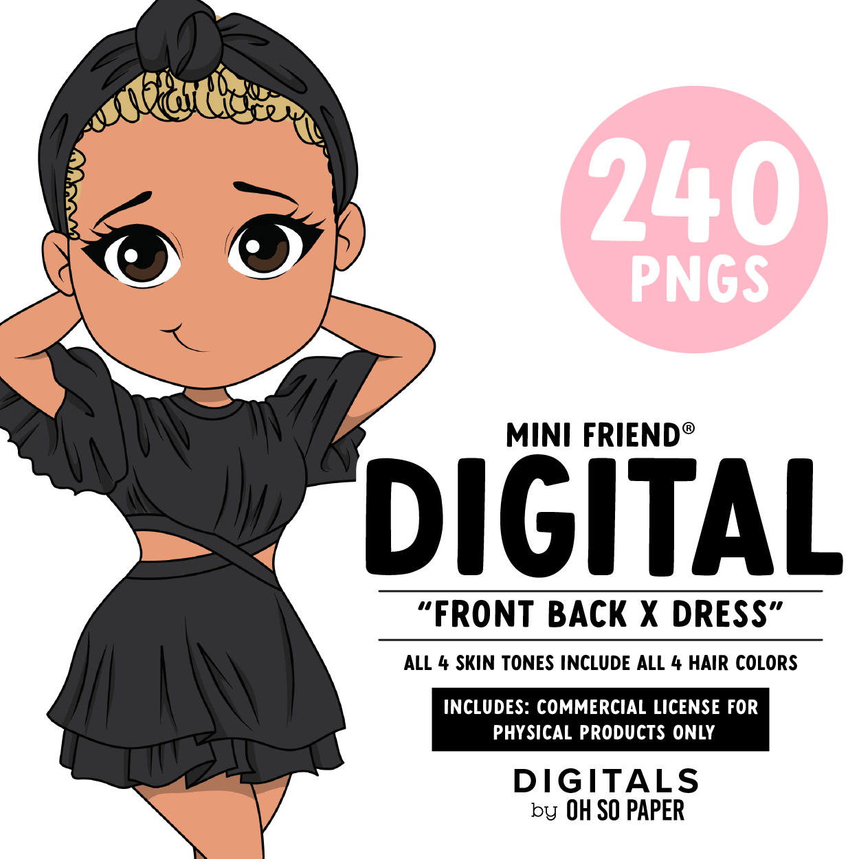 Front Back X Dress - Mini Friend® Digital Stickers - ohsopaper