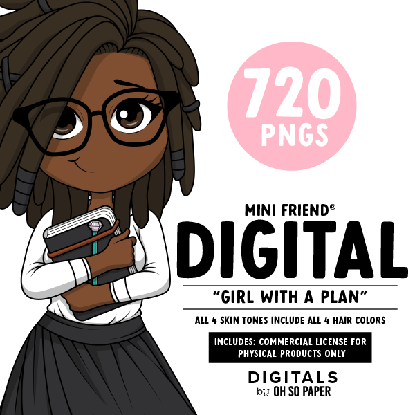Girl with a Plan - Mini Friend® Digital Stickers - ohsopaper
