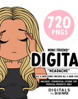 Headache - Mini Friend® Digital Stickers - ohsopaper
