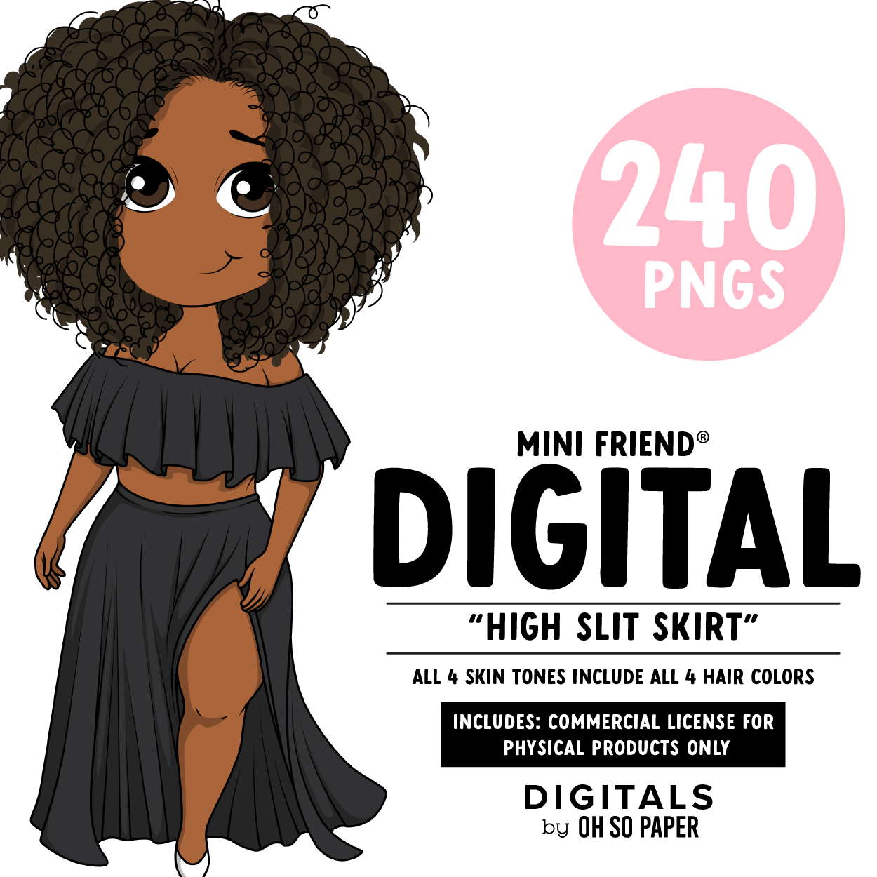 High Slit Skirt - Mini Friend® Digital Stickers - ohsopaper