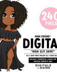 High Slit Skirt - Mini Friend® Digital Stickers - ohsopaper