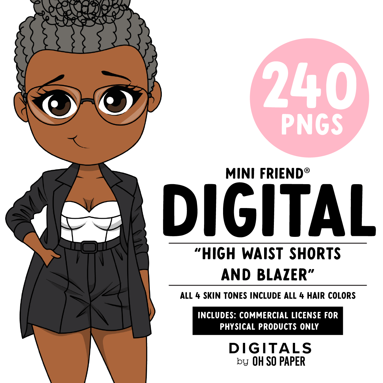 High Waist Shorts and Blazer - Mini Friend® Digital Stickers - ohsopaper