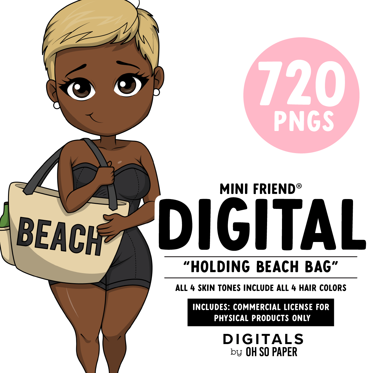 Holding Beach Bag - Mini Friend® Digital Stickers - ohsopaper