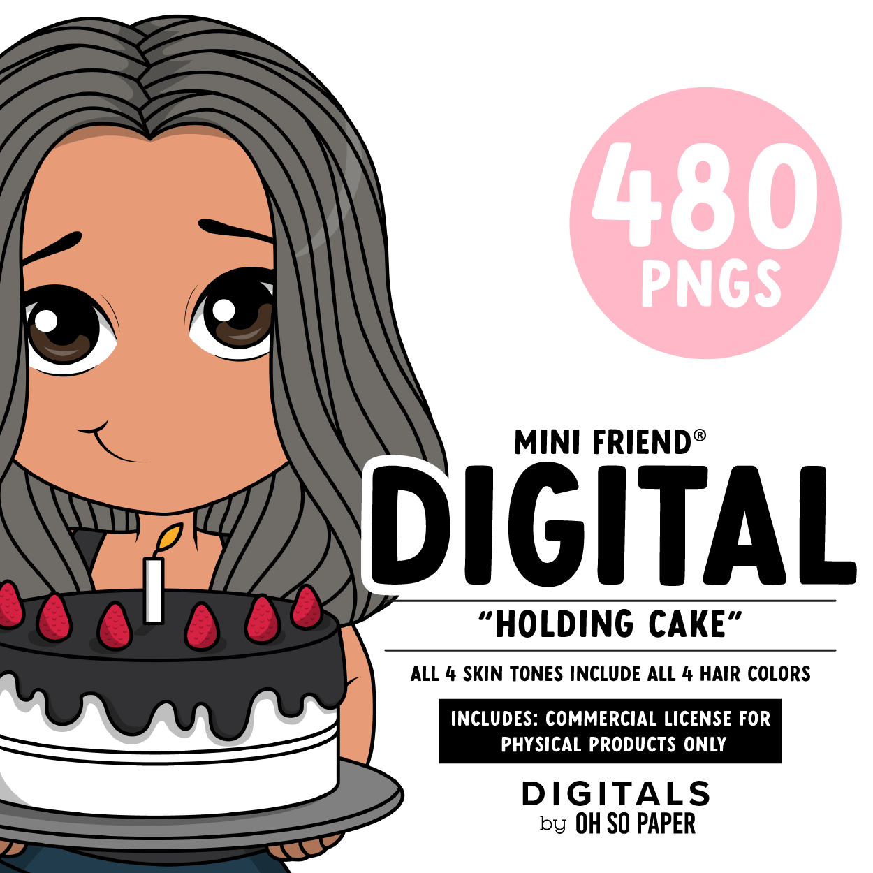 Holding Cake - Mini Friend® Digital Stickers - ohsopaper