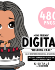 Holding Cake - Mini Friend® Digital Stickers - ohsopaper