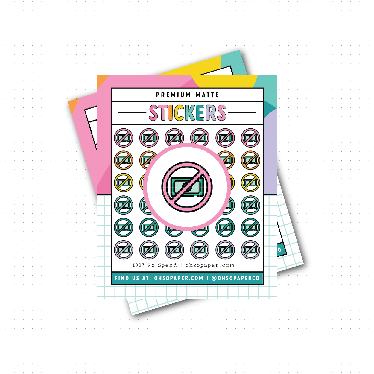 I007 - Icon No Spend Planner Stickers - ohsopaper