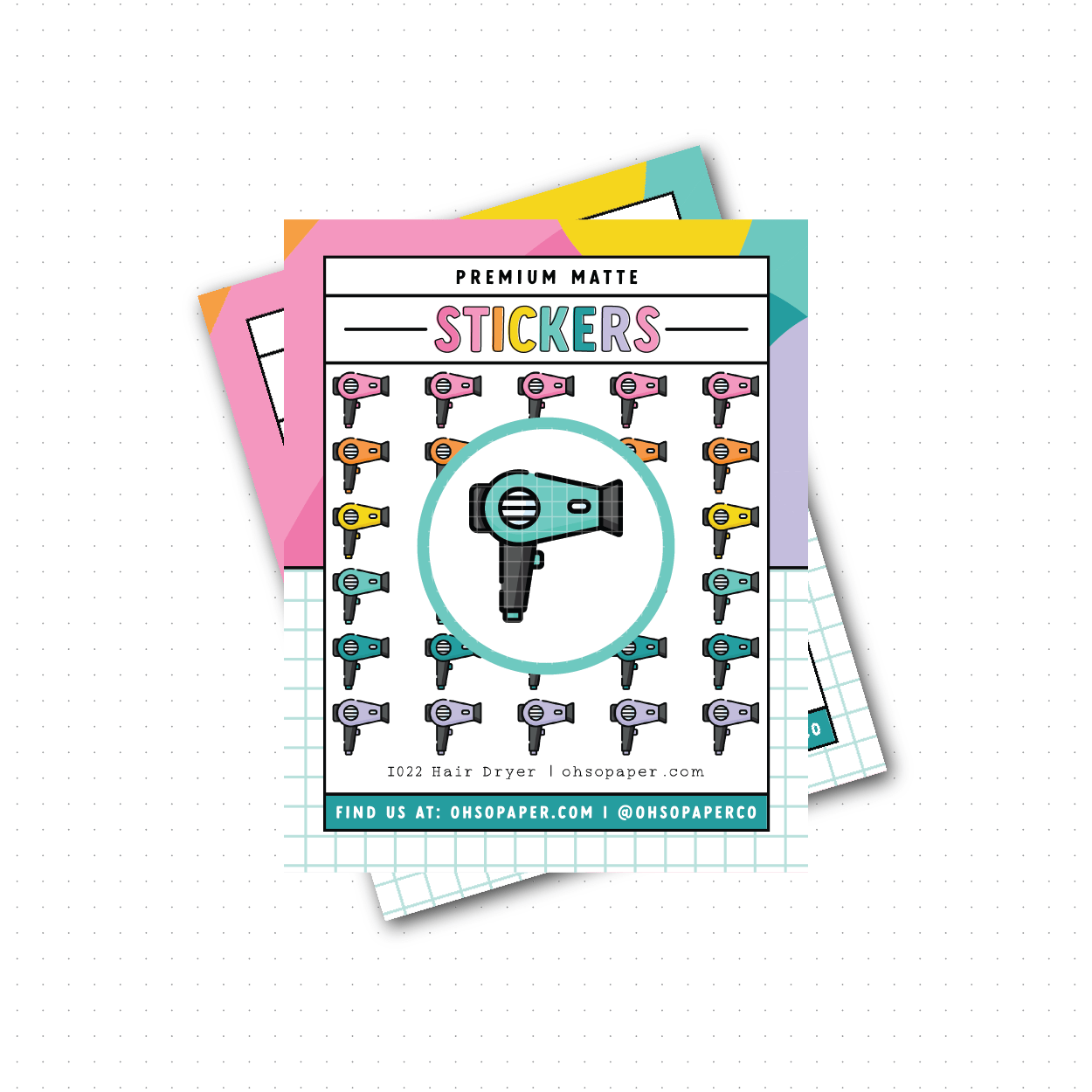 I022 - Icon Hair Dryer Planner Stickers - ohsopaper