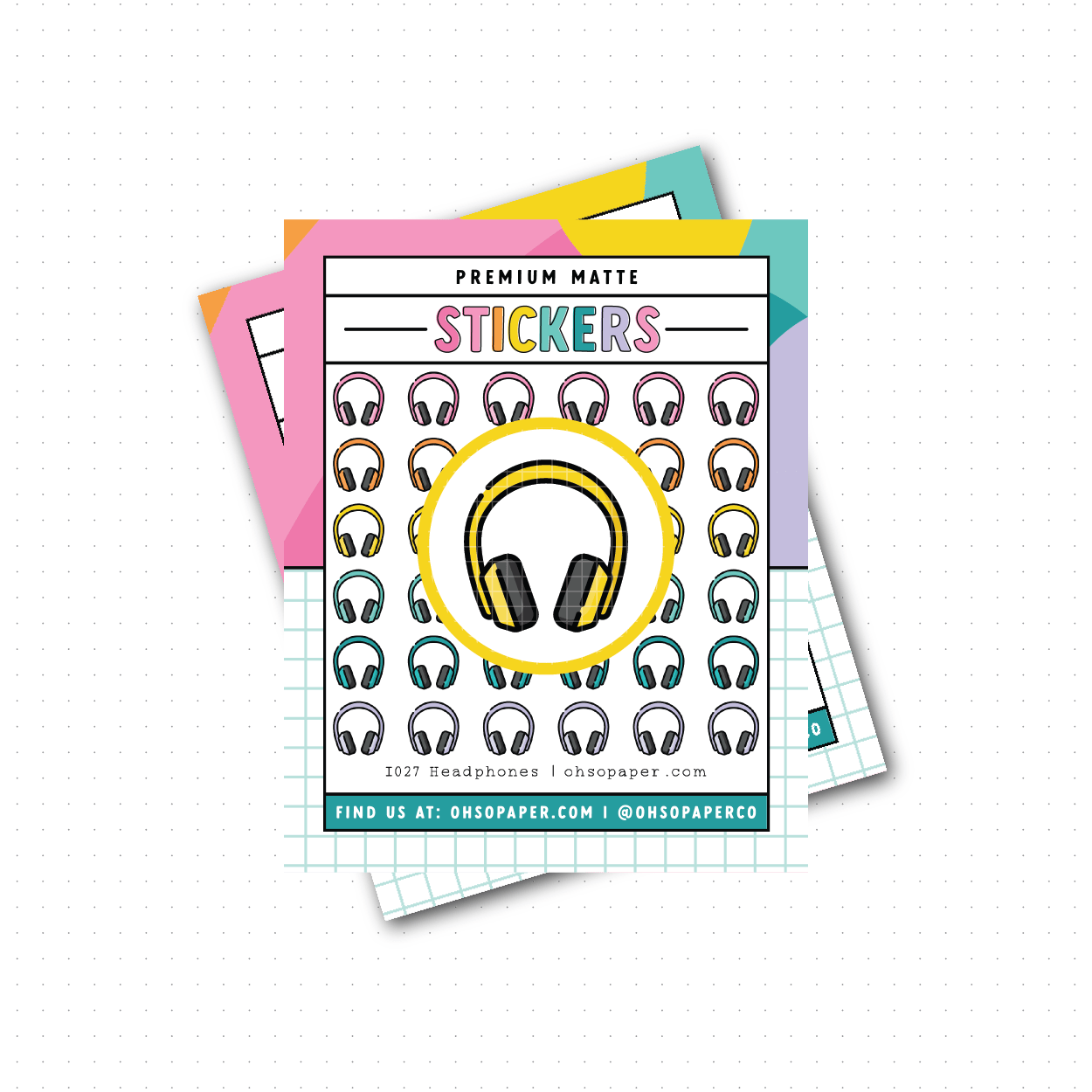 I027 - Icon Headphones Planner Stickers - ohsopaper