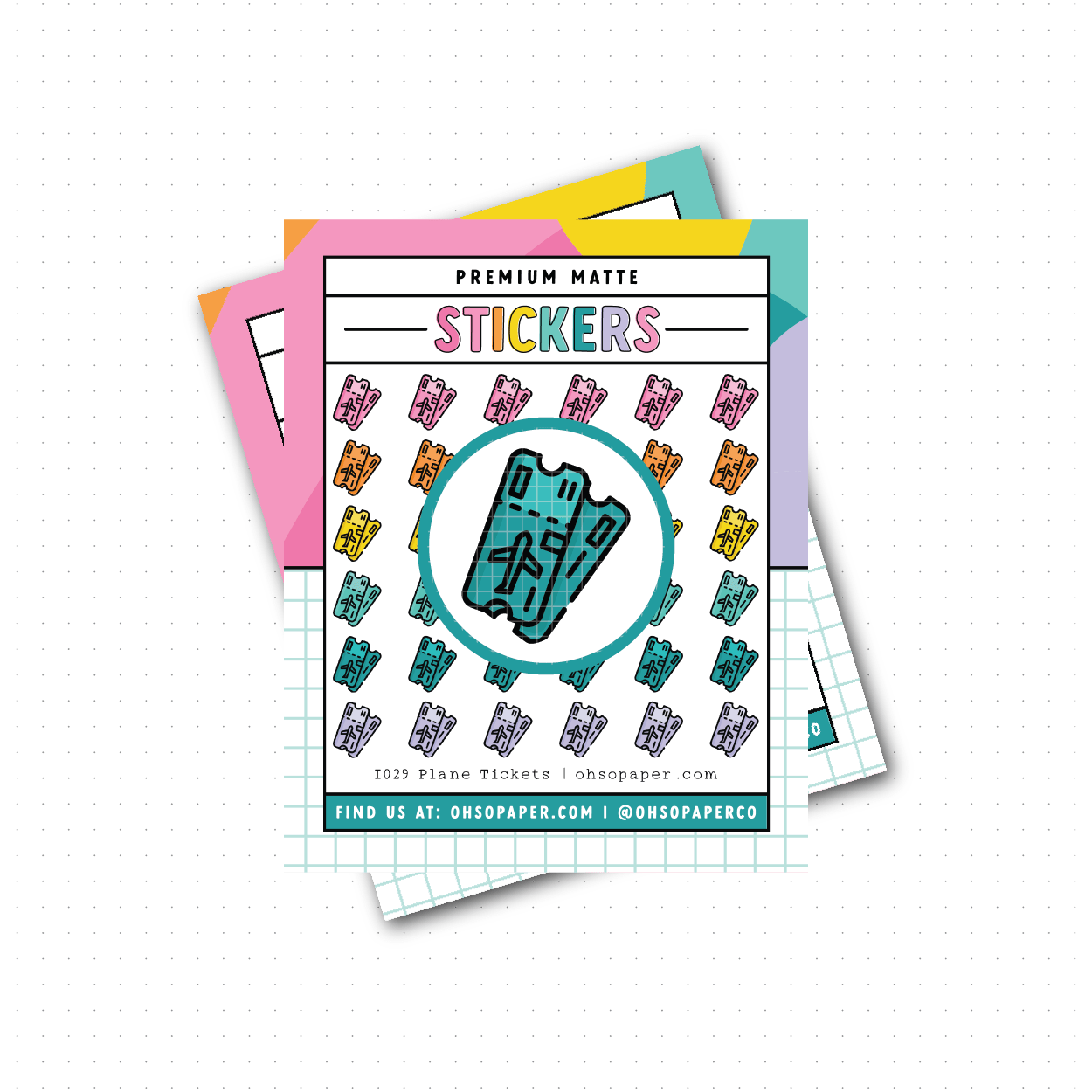 I029 - Icon Plane Tickets Planner Stickers - ohsopaper