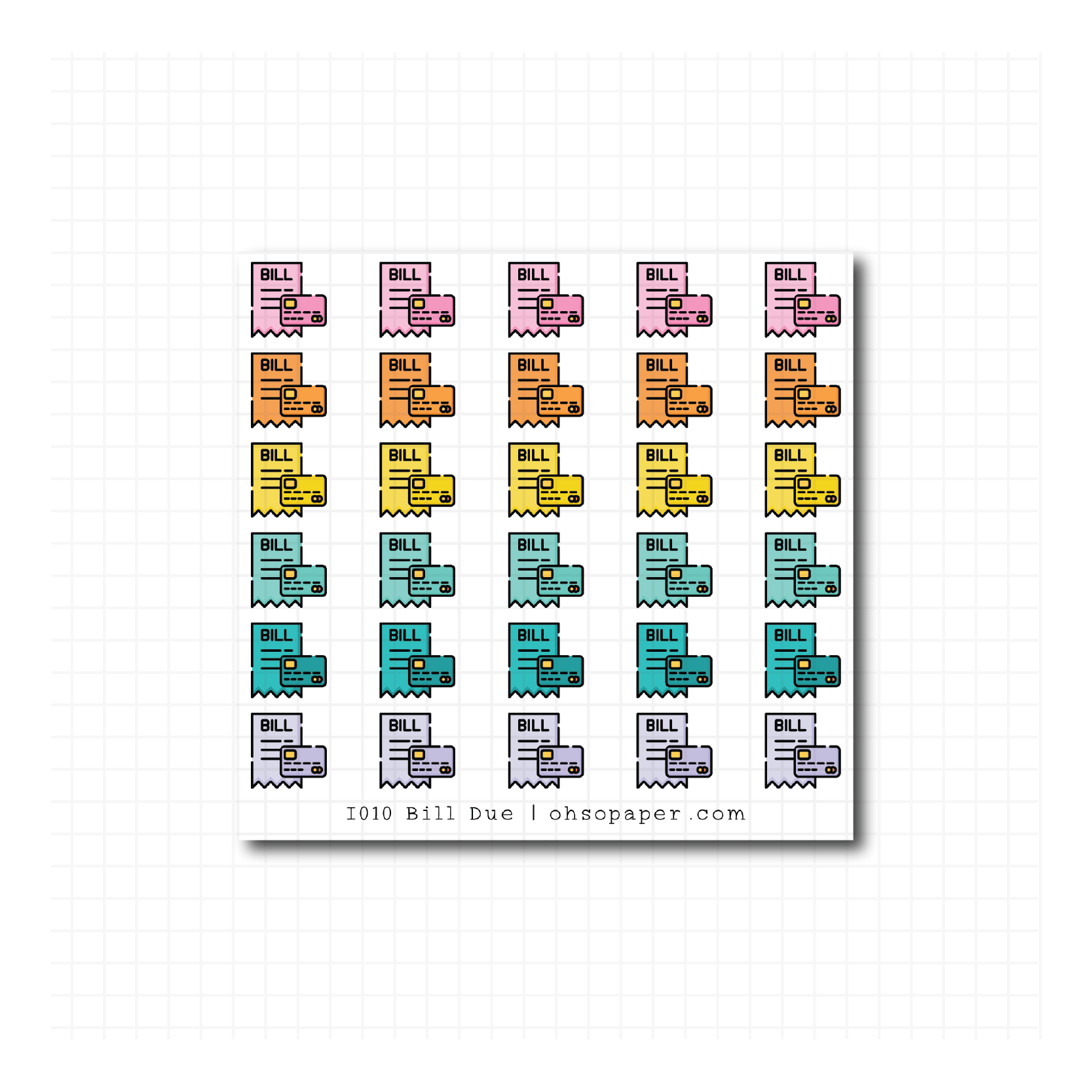 Icon Bill Due Planner Stickers - I010 - ohsopaper