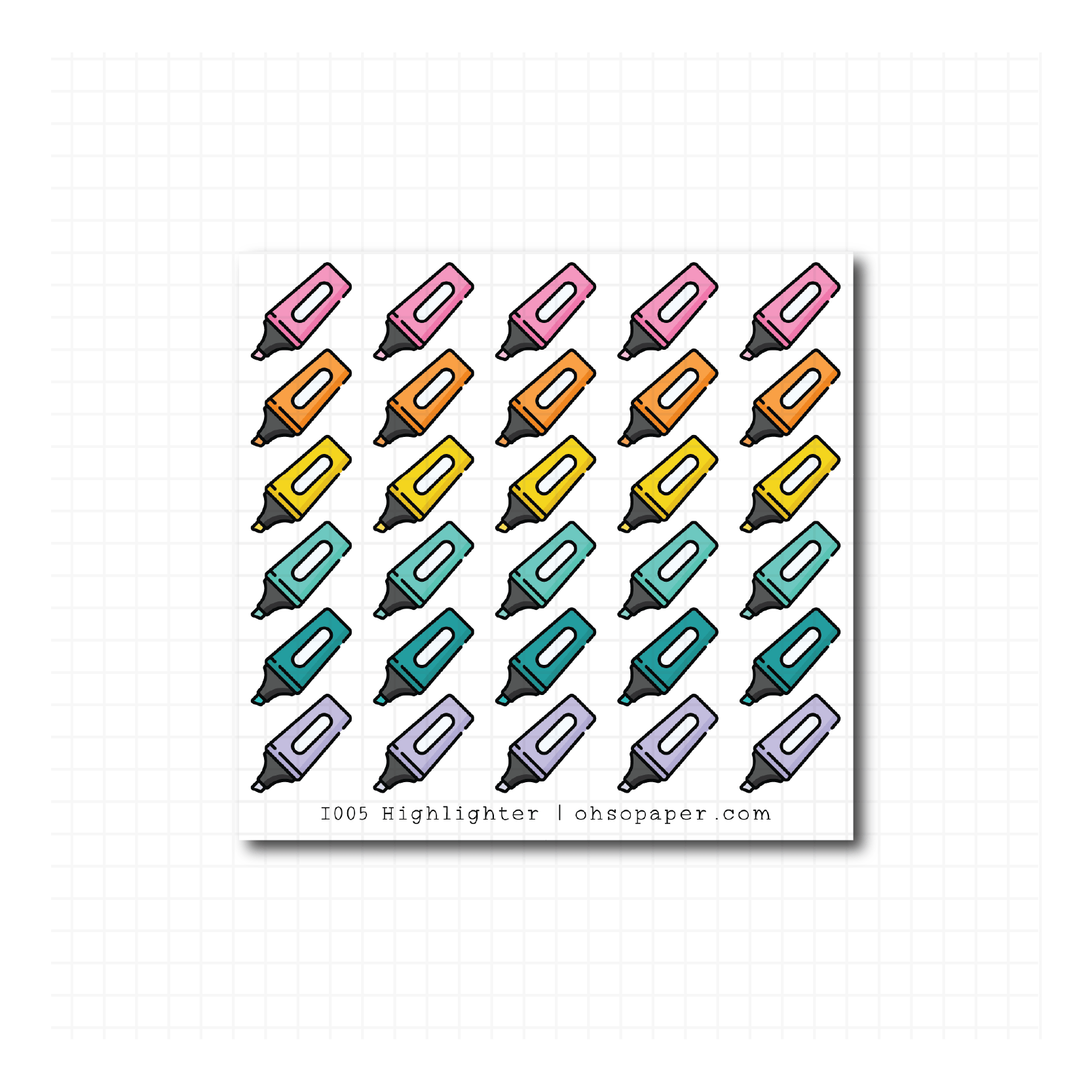 Icon Highlighter Planner Stickers - I005 - ohsopaper