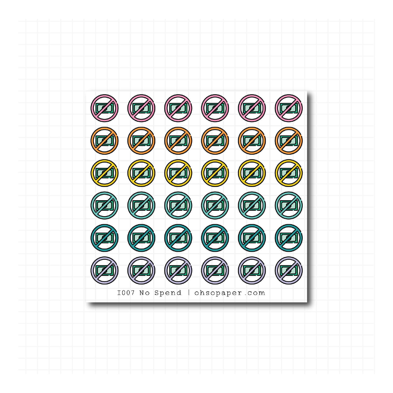 Icon No Spend Planner Stickers - I007 - ohsopaper