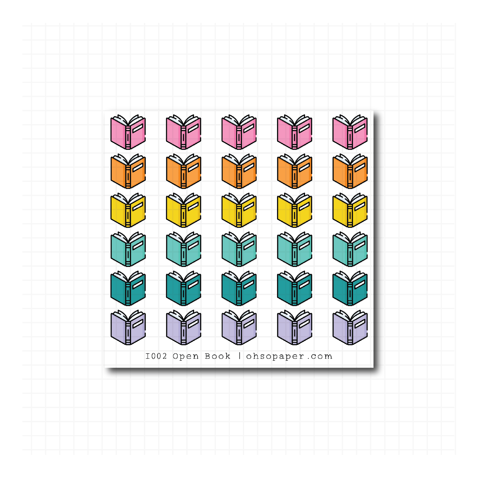 Icon Open Book Planner Stickers - I002 - ohsopaper