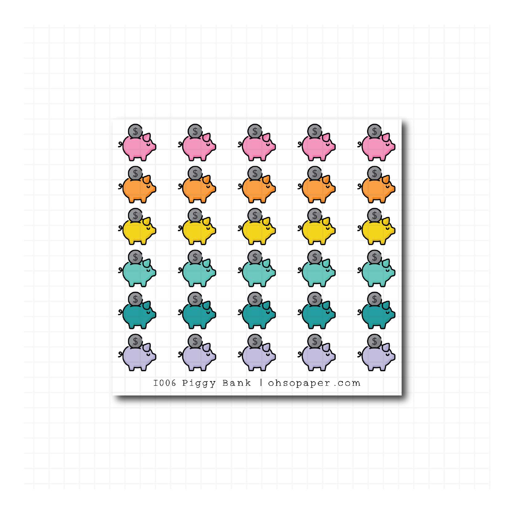 Icon Piggy Bank Planner Stickers - I006 - ohsopaper