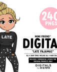 Late Pajamas - Mini Friend® Digital Stickers - ohsopaper