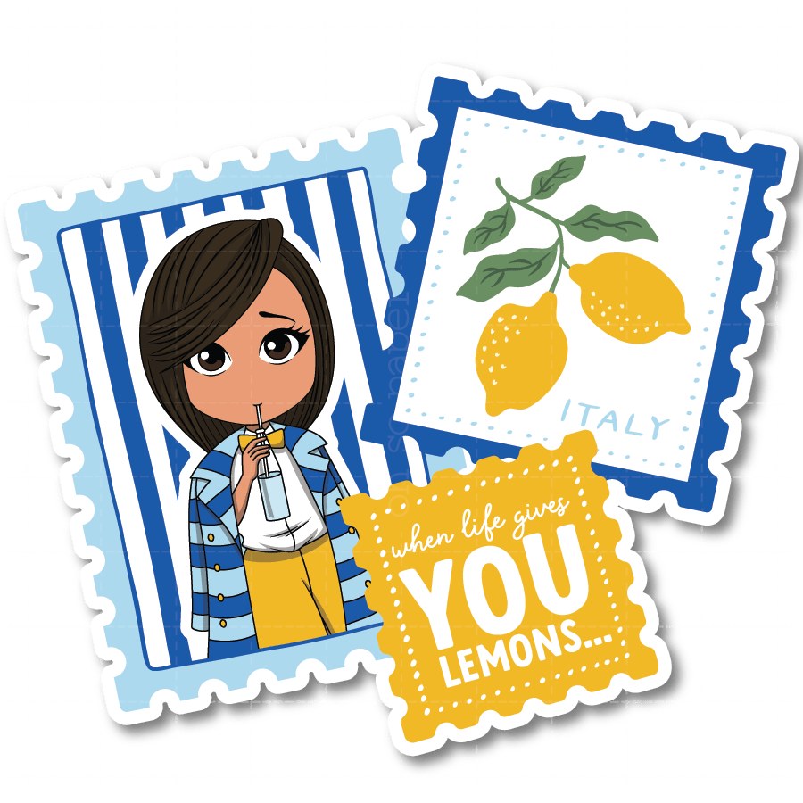 Lemon Stamps Die Cut Sticker - ohsopaper