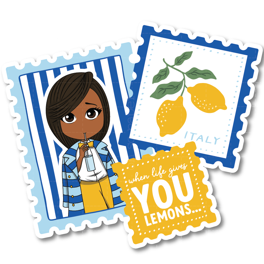 Lemon Stamps Die Cut Sticker - ohsopaper