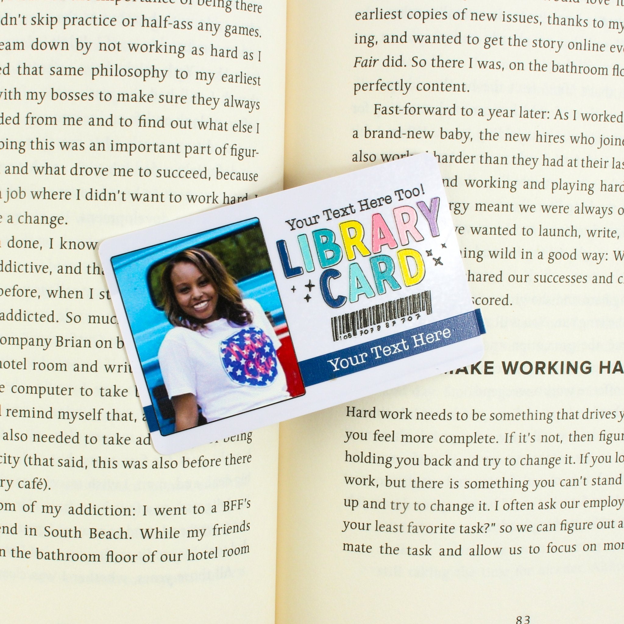 Library Card Personalized Bookmark - Photo - ohsopaper