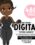 Lifting Weights - Mini Friend® Digital Stickers - ohsopaper