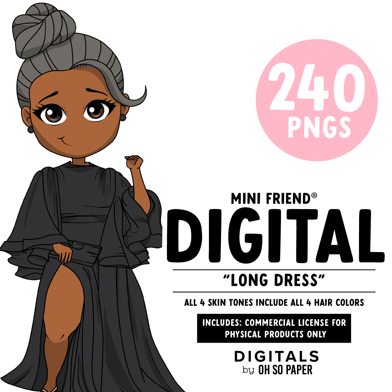 Long Dress - Mini Friend® Digital Stickers - ohsopaper