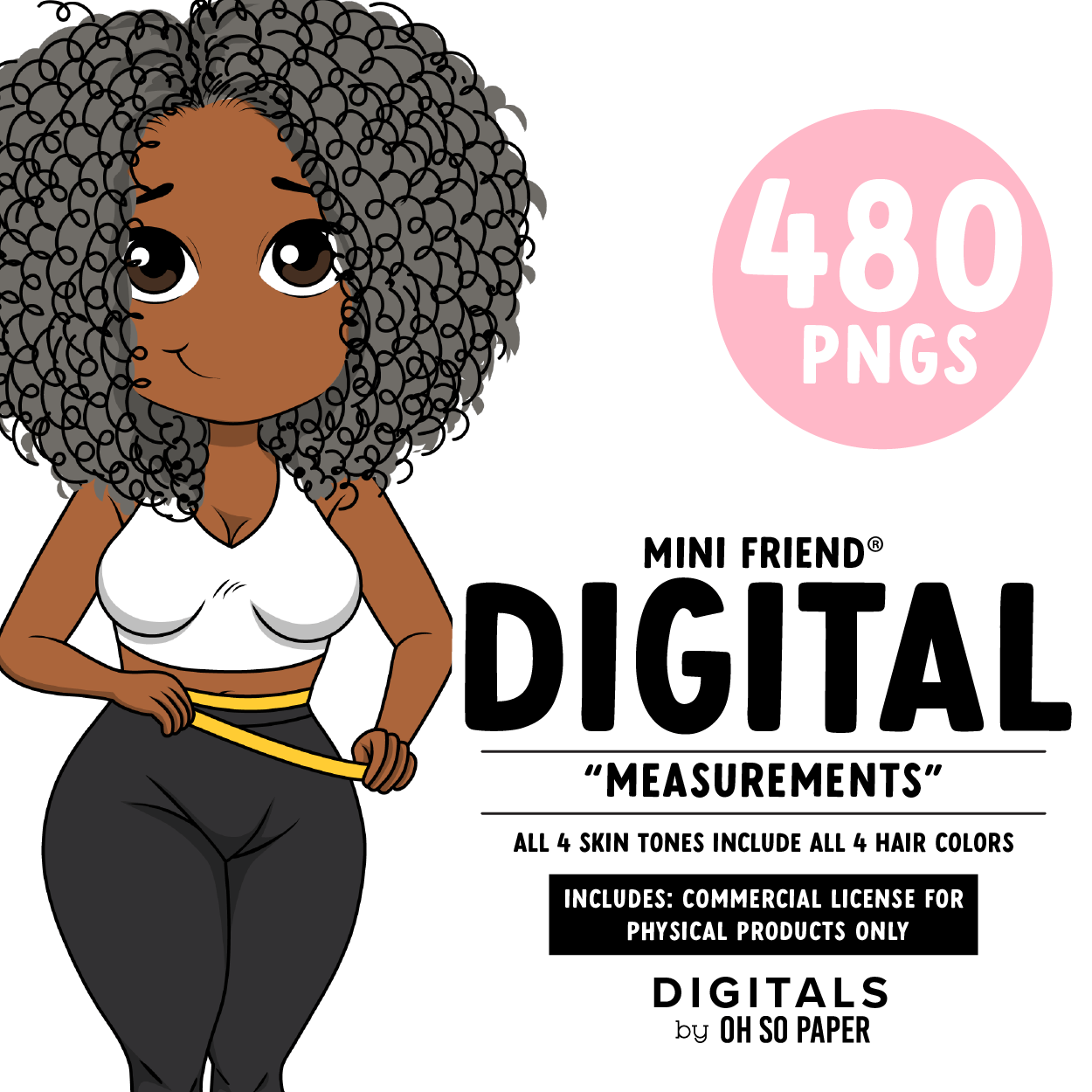 Measurements - Mini Friend® Digital Stickers - ohsopaper