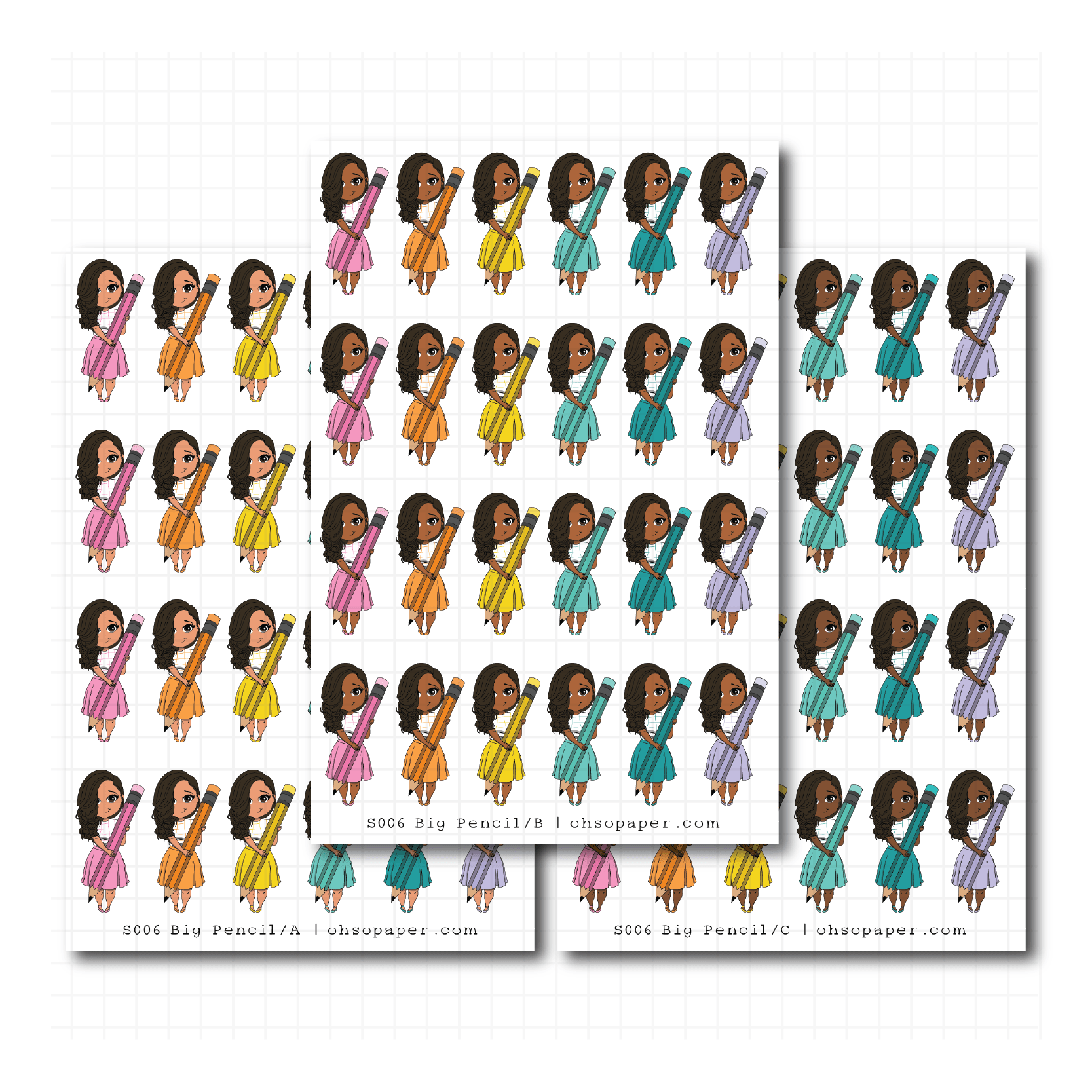 Mini Friend® Big Pencil Planner Stickers - S006 - ohsopaper