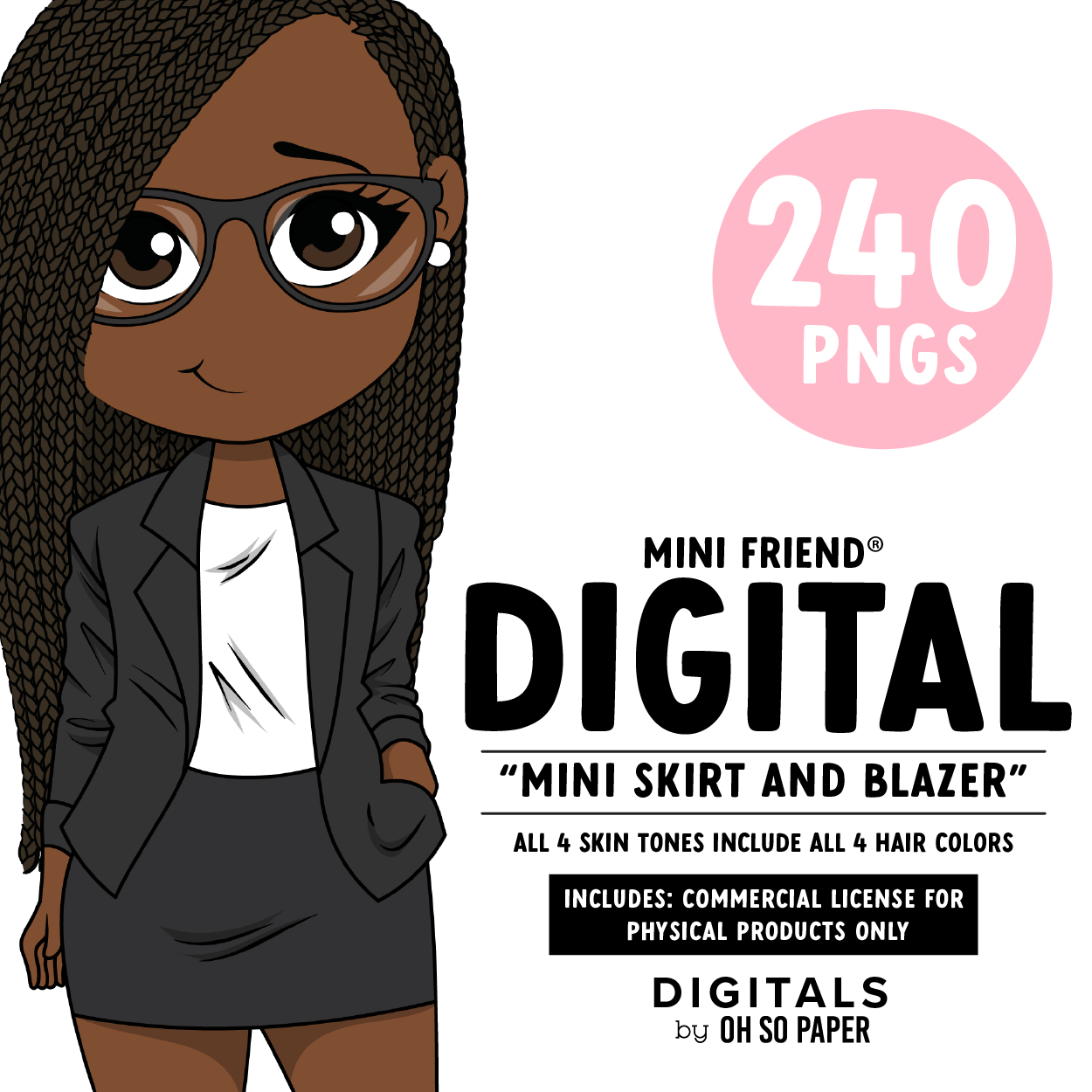 Mini Skirt and Blazer - Mini Friend® Digital Stickers - ohsopaper