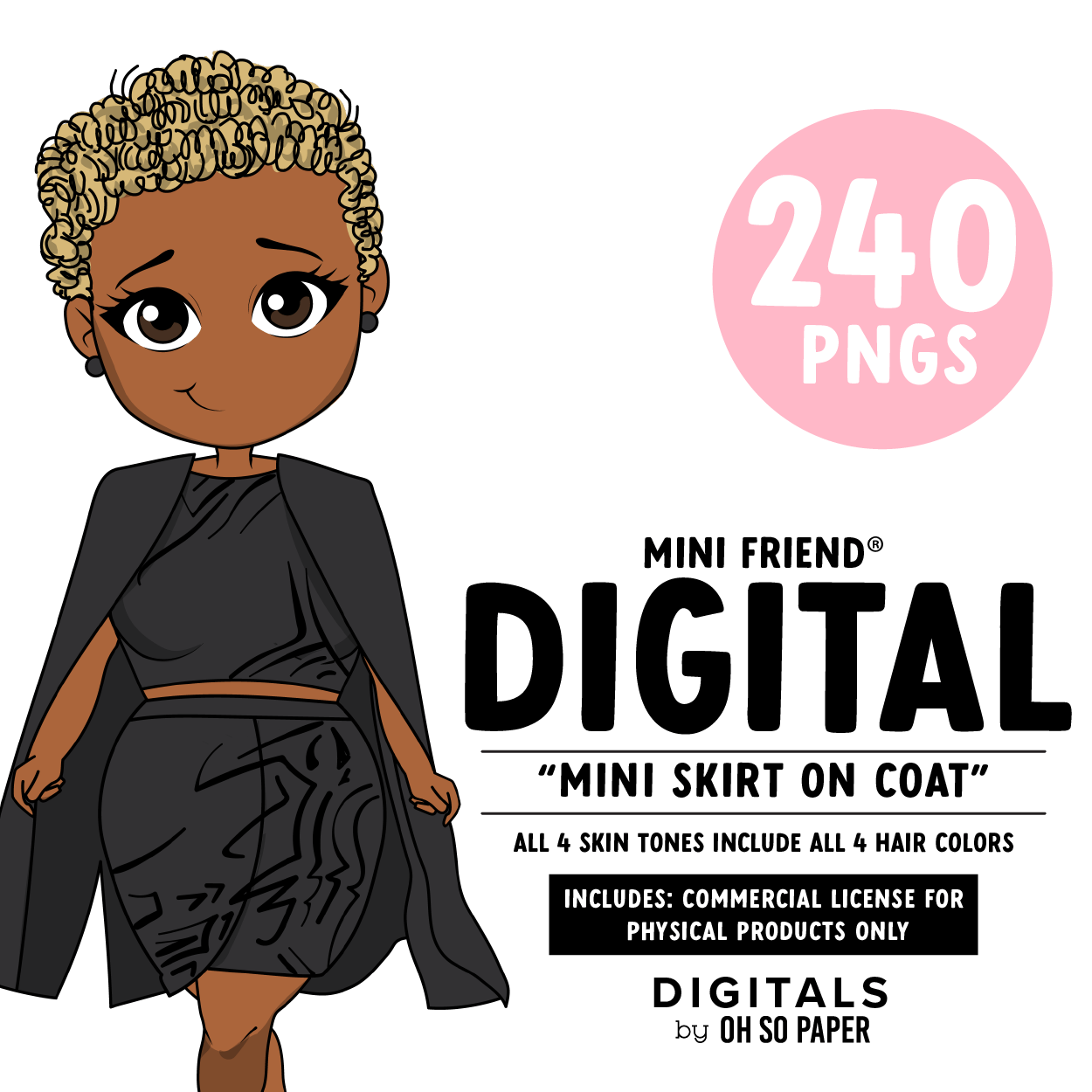 Mini Skirt and Coat - Mini Friend® Digital Stickers - ohsopaper