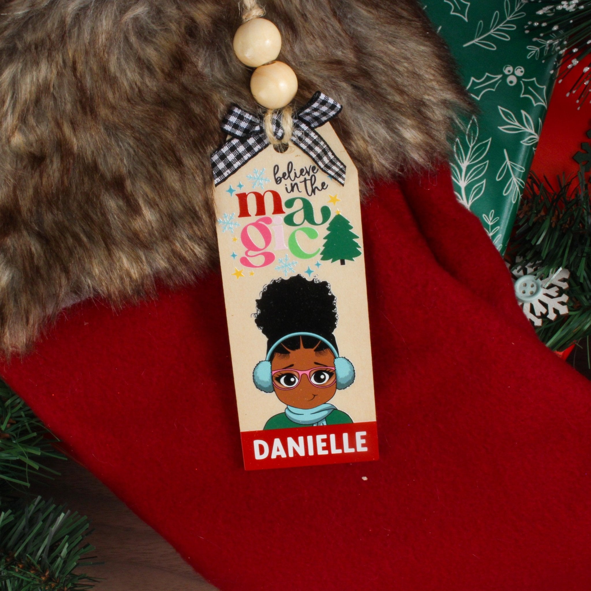 Personalized Mini Friend® Wooden Christmas Tag - ohsopaper