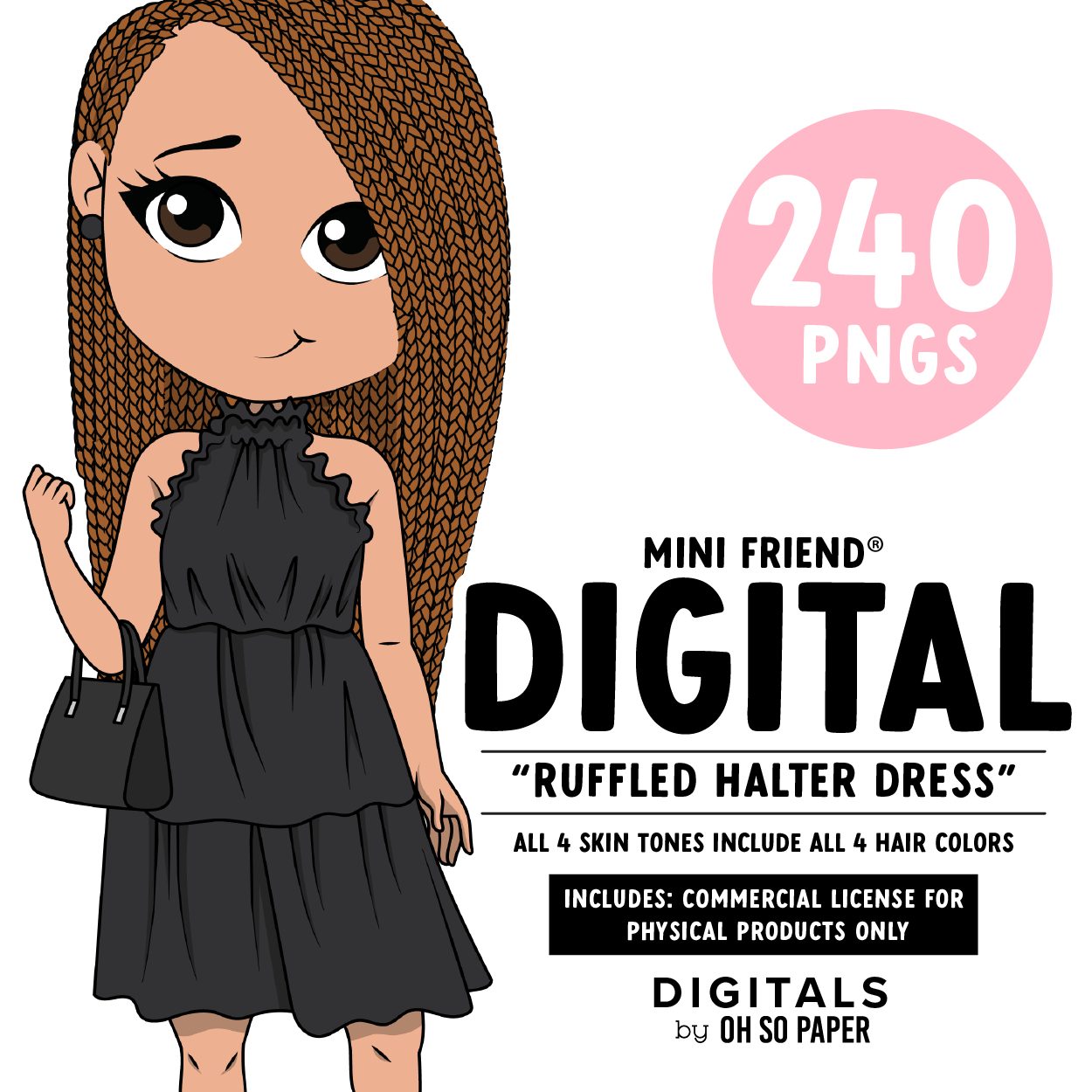 Ruffled Halter Dress - Mini Friend® Digital Stickers - ohsopaper