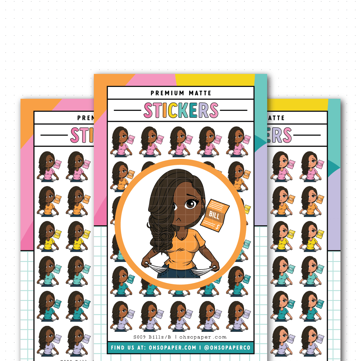 S009 - Mini Friend® Bills Planner Stickers - ohsopaper