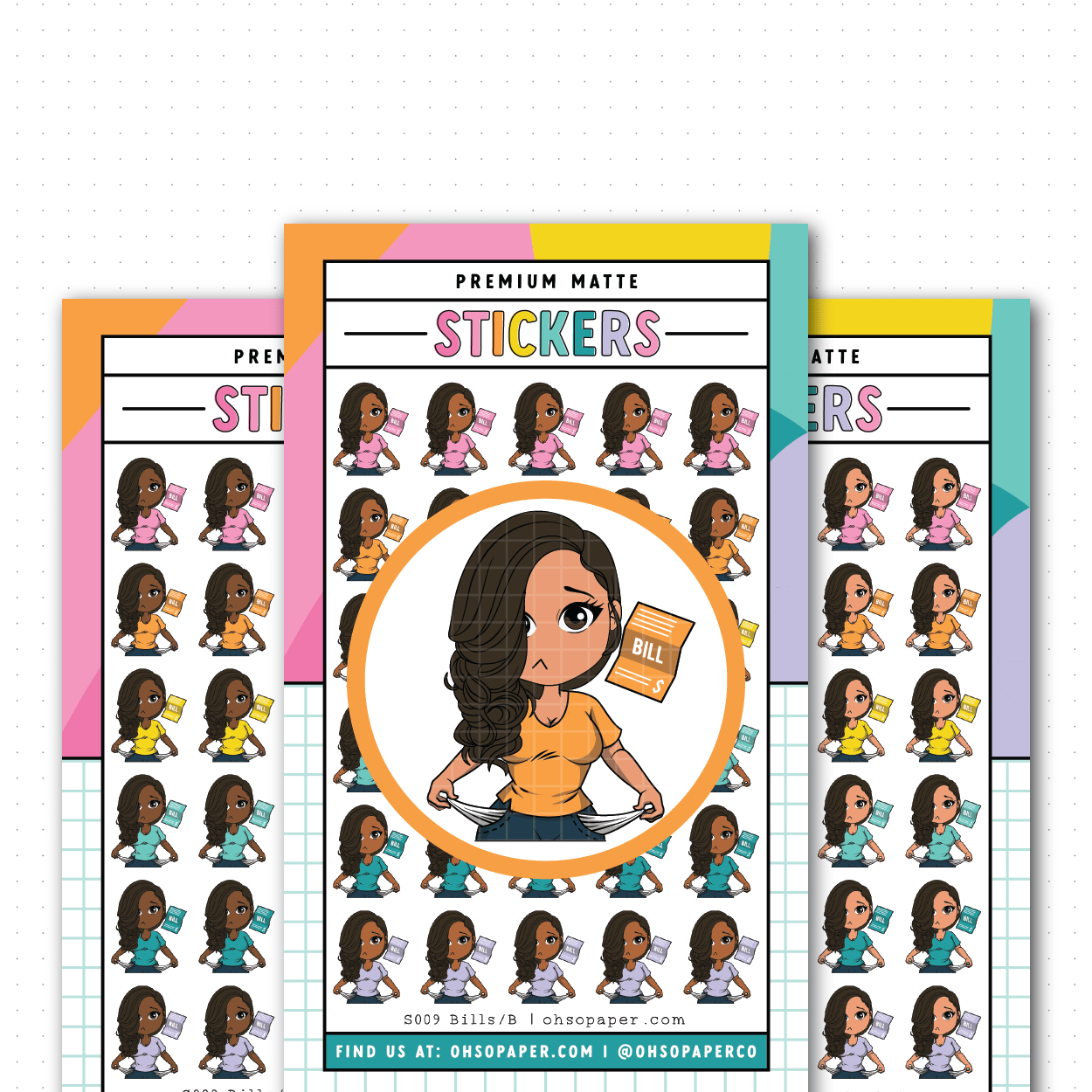 S009 - Mini Friend® Bills Planner Stickers - ohsopaper