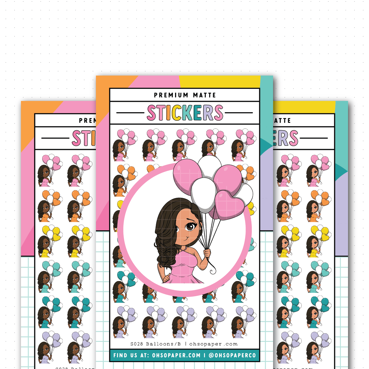 S028 - Mini Friend® Balloons Planner Stickers - ohsopaper