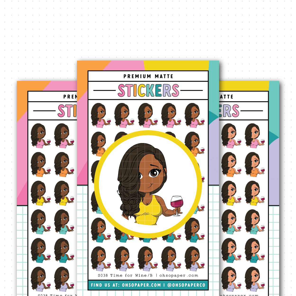 S038 - Mini Friend® TIme for Wine Planner Stickers - ohsopaper