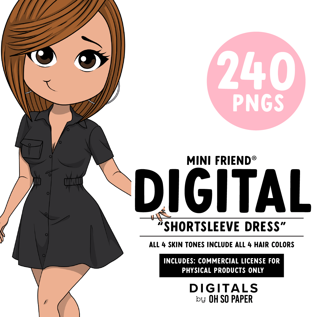 Short sleeve Dress - Mini Friend® Digital Stickers - ohsopaper